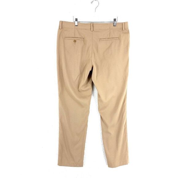 PGA Tour Tan Flat Front Dress Pants Polyester Elastic Waist Mid Rise 37/32 - Picture 3 of 7
